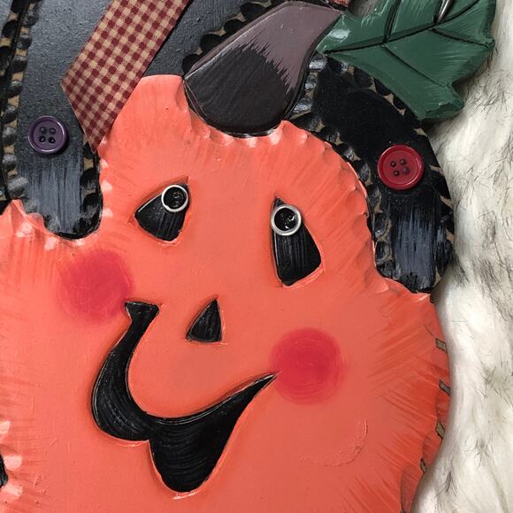 Halloween Holiday Seasonal Black Kitty Cat Kitten & Jack-O-Lantern Pumpkin Sign - Picture 5 of 11